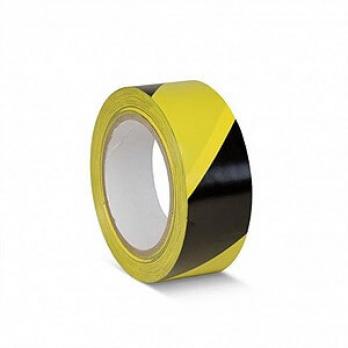 ПВХ лента для разметки и маркировки, желто-черный цвет, 150 мкм